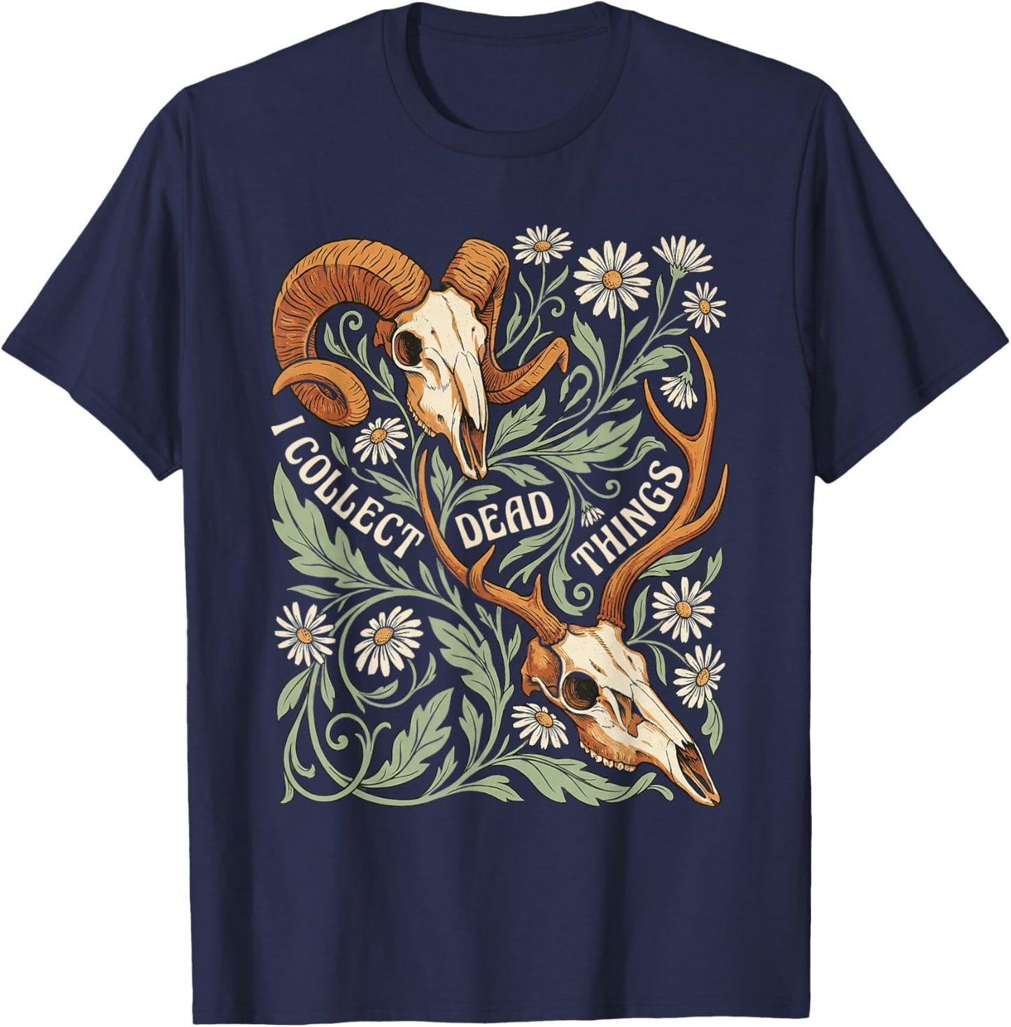 Taxidermy I Collect Dead Things Floral Taxidermist T-Shirt - T-Shirt | Navy