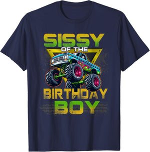 Sissy of The Birthday Boy Monster Truck Birthday Family T-Shirt - T-Shirt | Navy