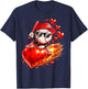 Baseball Valentine's Day Drip Ice Cream Team T-Shirt - T-Shirt | Navy