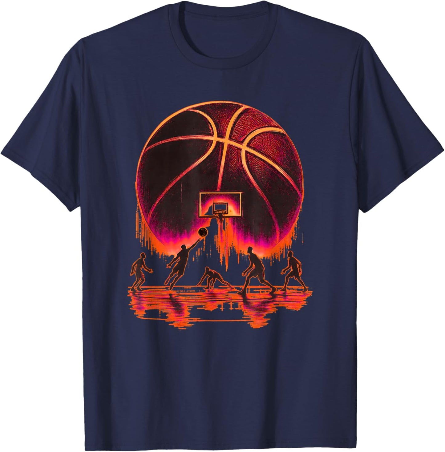 Basketball Street Art Basketball Players Fans Hoop Lovers T-Shirt - T-Shirt | Navy