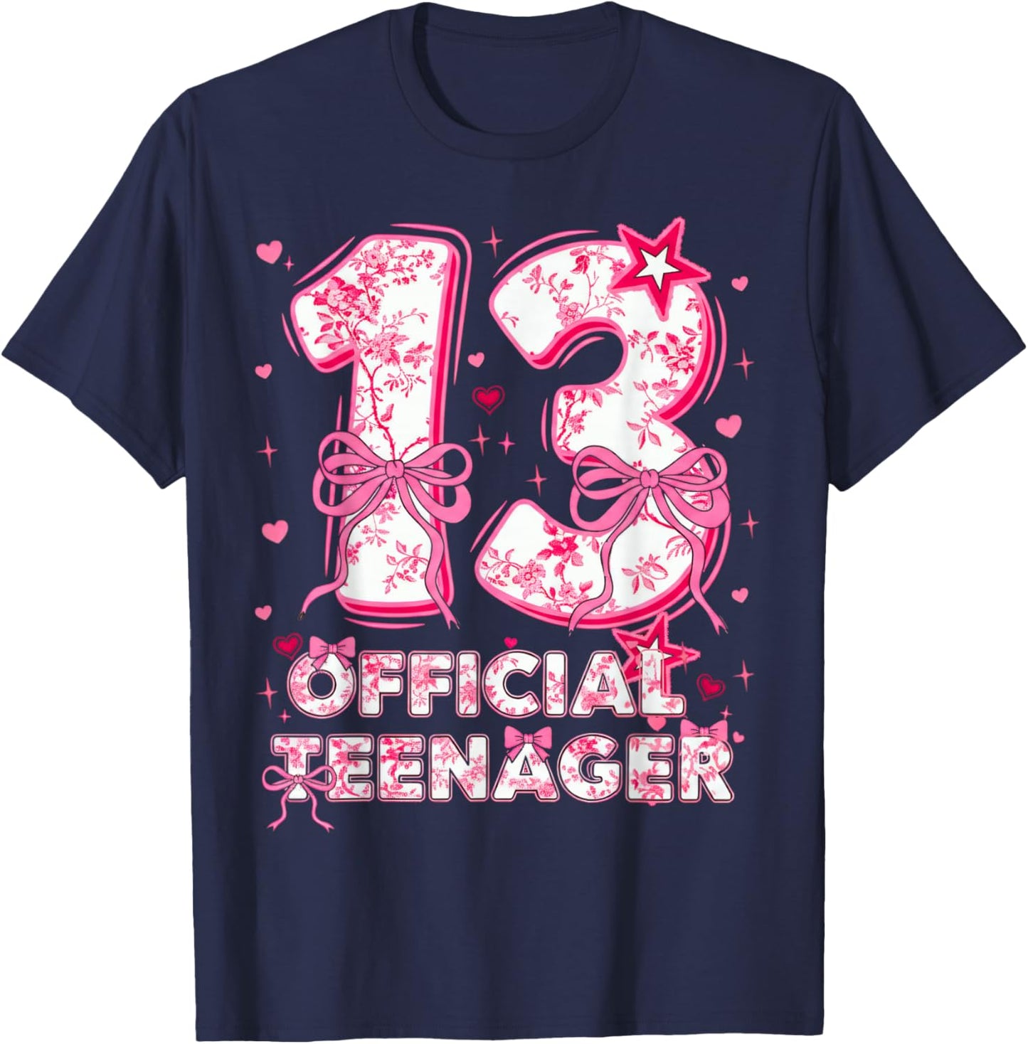 13th Birthday Girl 13 Years Old Official Teenager Birthday T-Shirt - T-Shirt | Navy