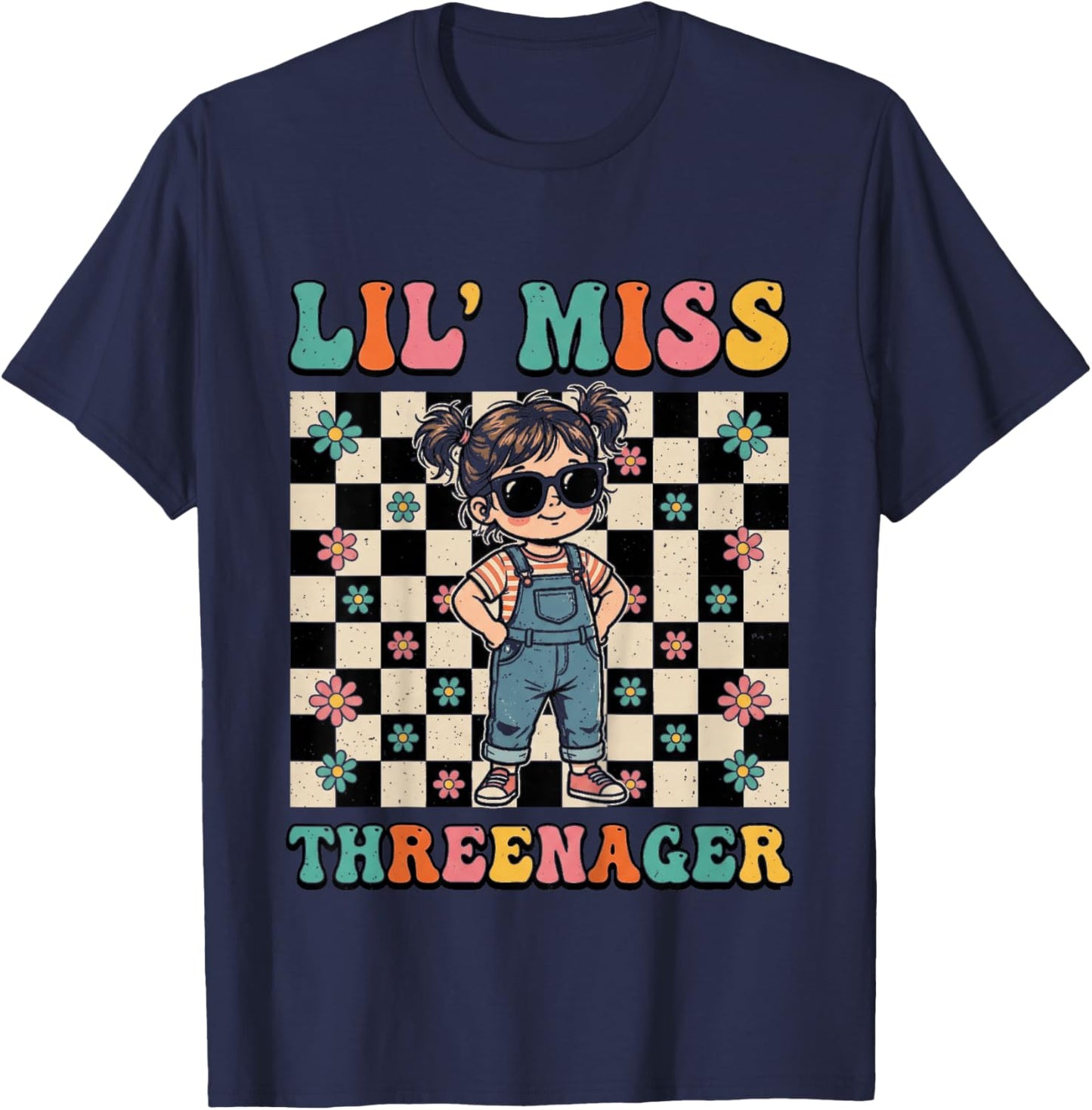 3rd Birthday Girl Sassy Toddler Lil Miss Threenager T-Shirt - T-Shirt | Navy