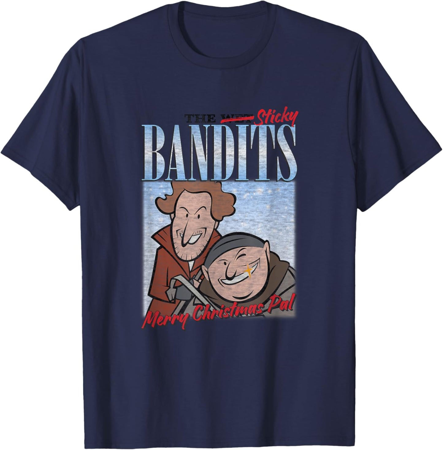 Home Alone Sticky Bandits Christmas Cartoon T-Shirt - T-Shirt | Navy