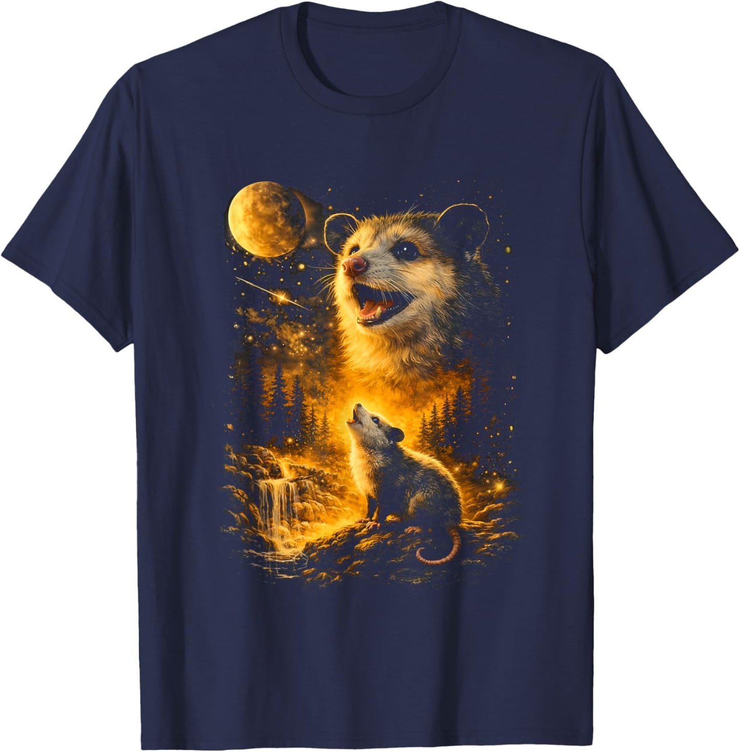 Possum Howling to The Moon Vintage Meme 90s Funny Possum T-Shirt - T-Shirt | Navy