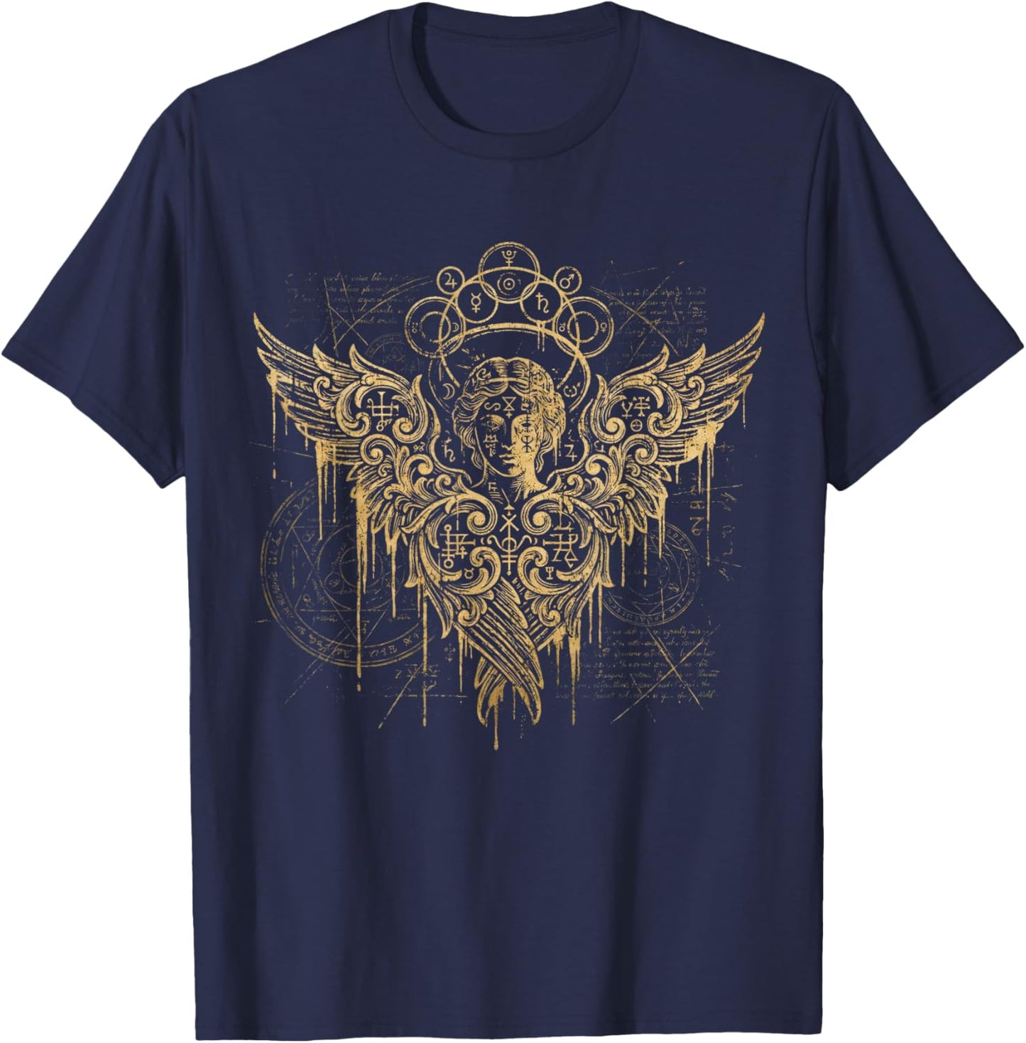 The Gothic Seraph Occult Angel Abstract Goth Art T-Shirt - T-Shirt | Navy