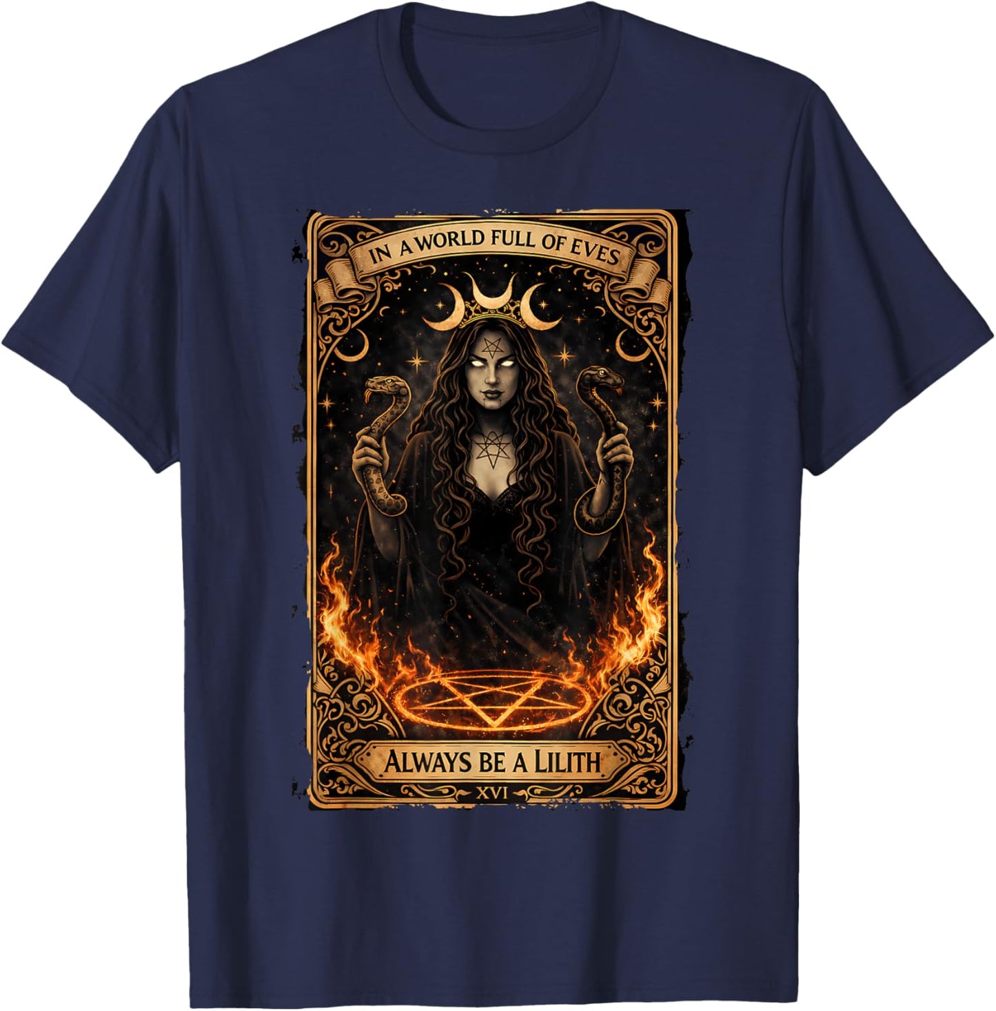 Gothic Lilith & Dark Goddess Empowerment T-Shirt - T-Shirt | Navy