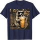 Raccoon Drinking Iced Coffee Funny Animal Meme Men Women T-Shirt - T-Shirt | Navy