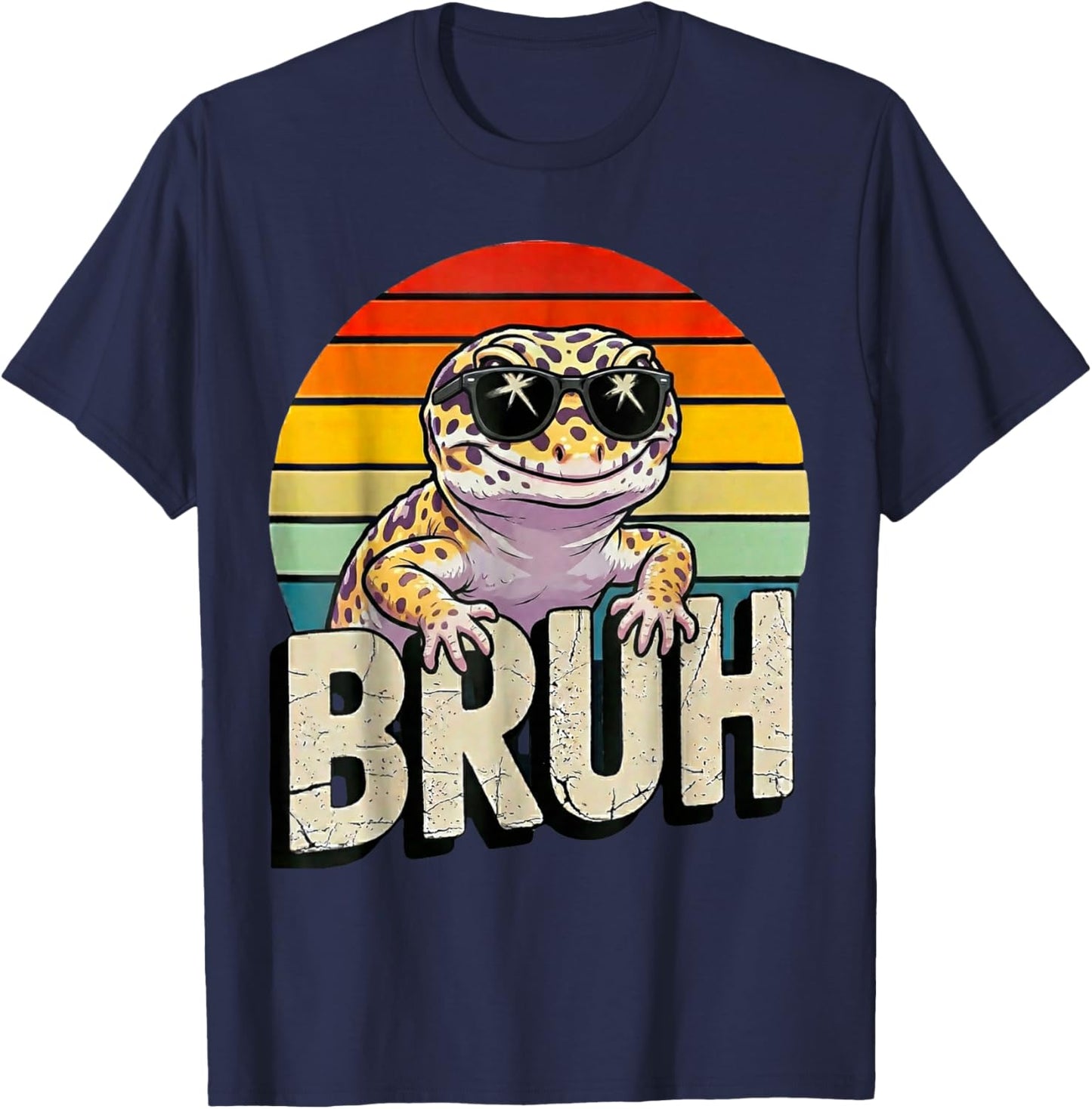 Cute Reptile Kids Boys Girls Bruh Leopard Gecko Lover Meme T-Shirt - T-Shirt | Navy