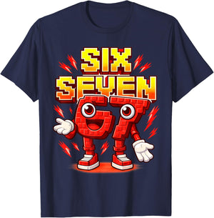 I was 6 Now I'm Six 7 Seven Years Brainrot Birthday T-Shirt - T-Shirt | Navy