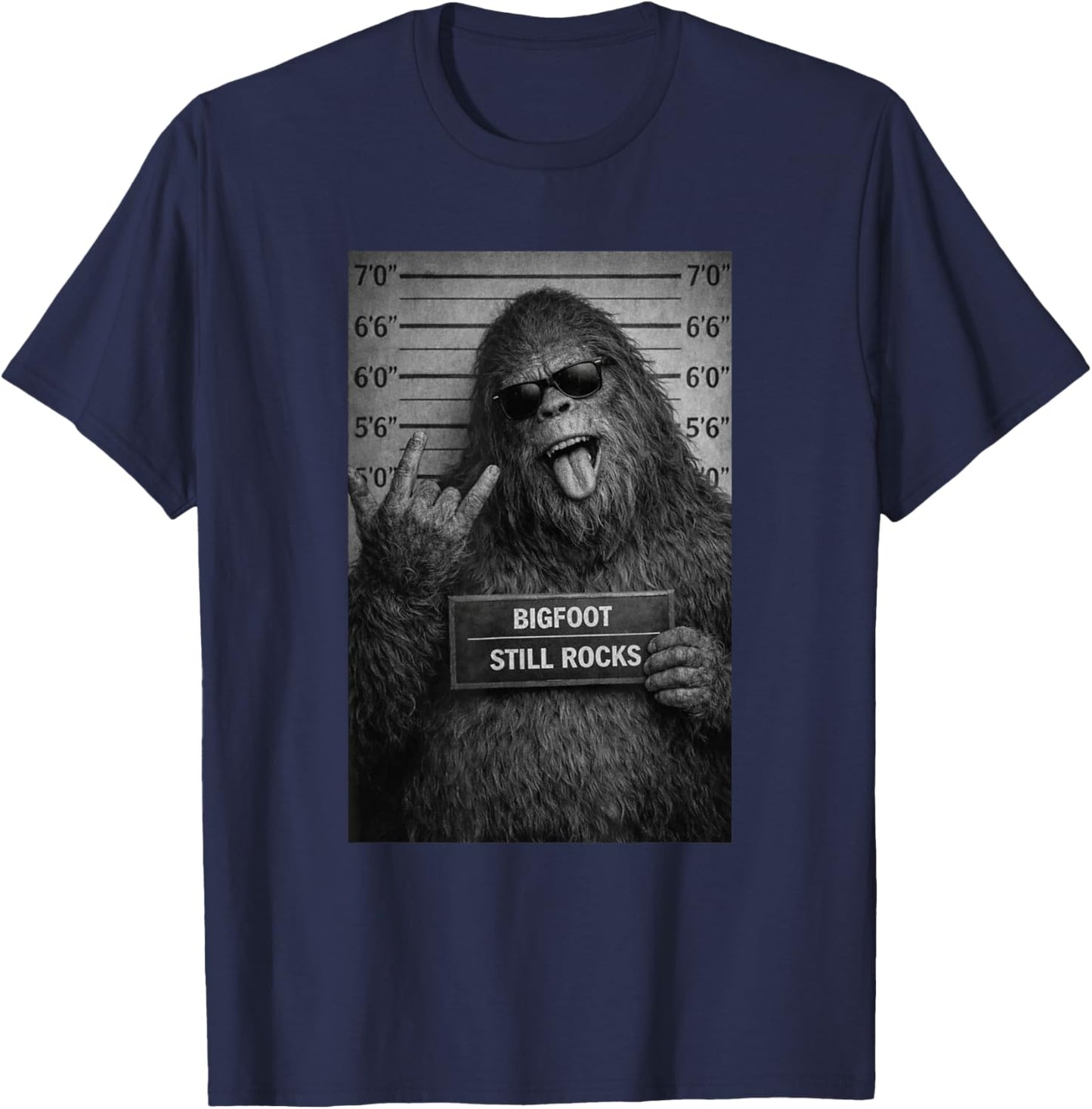 Bigfoot Rock Humor Cryptid Design T-Shirt - T-Shirt | Navy