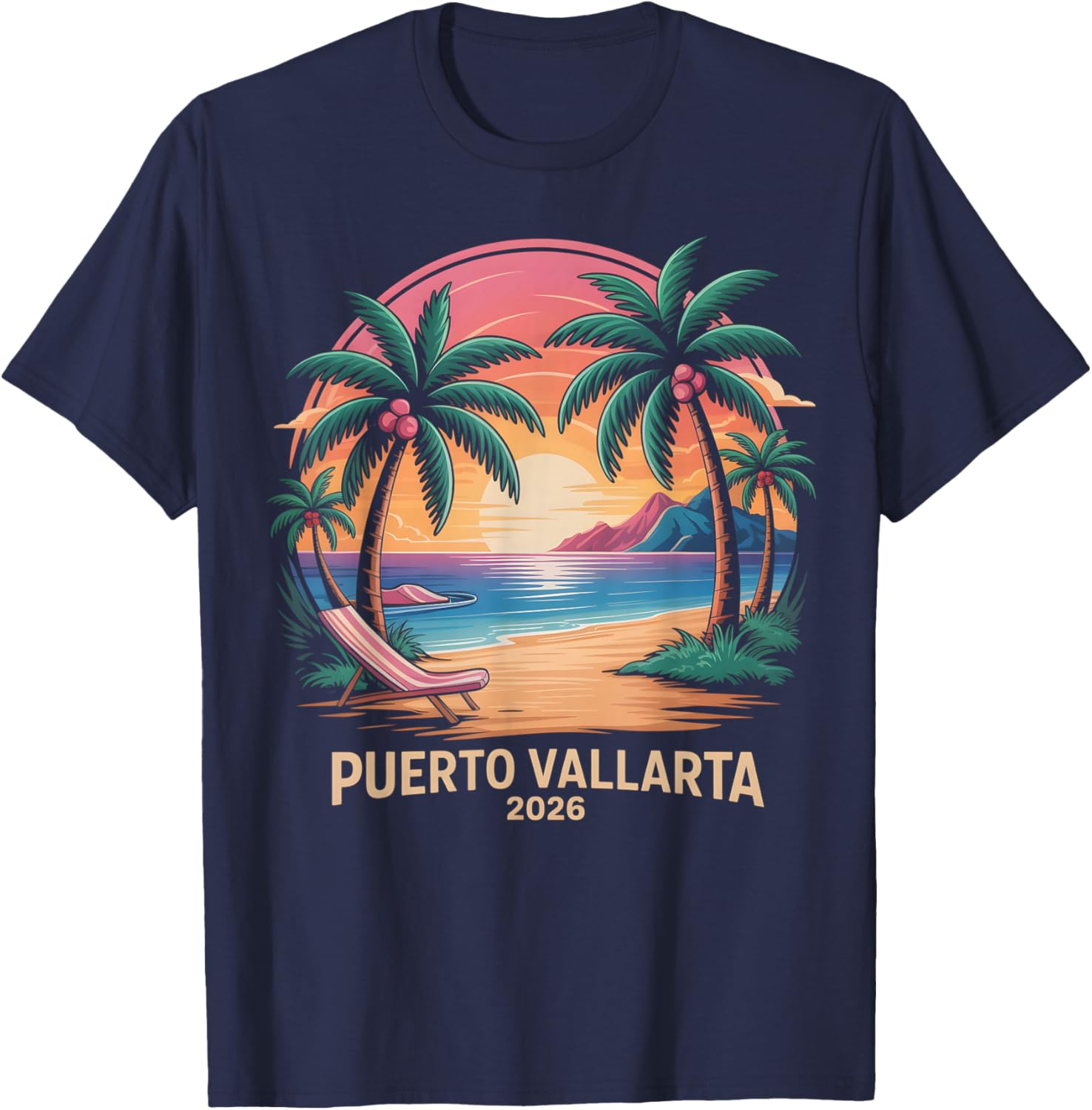 Vintage Puerto Vallarta 2026 Beach Trip Holiday Vacay BFF T-Shirt - T-Shirt | Navy