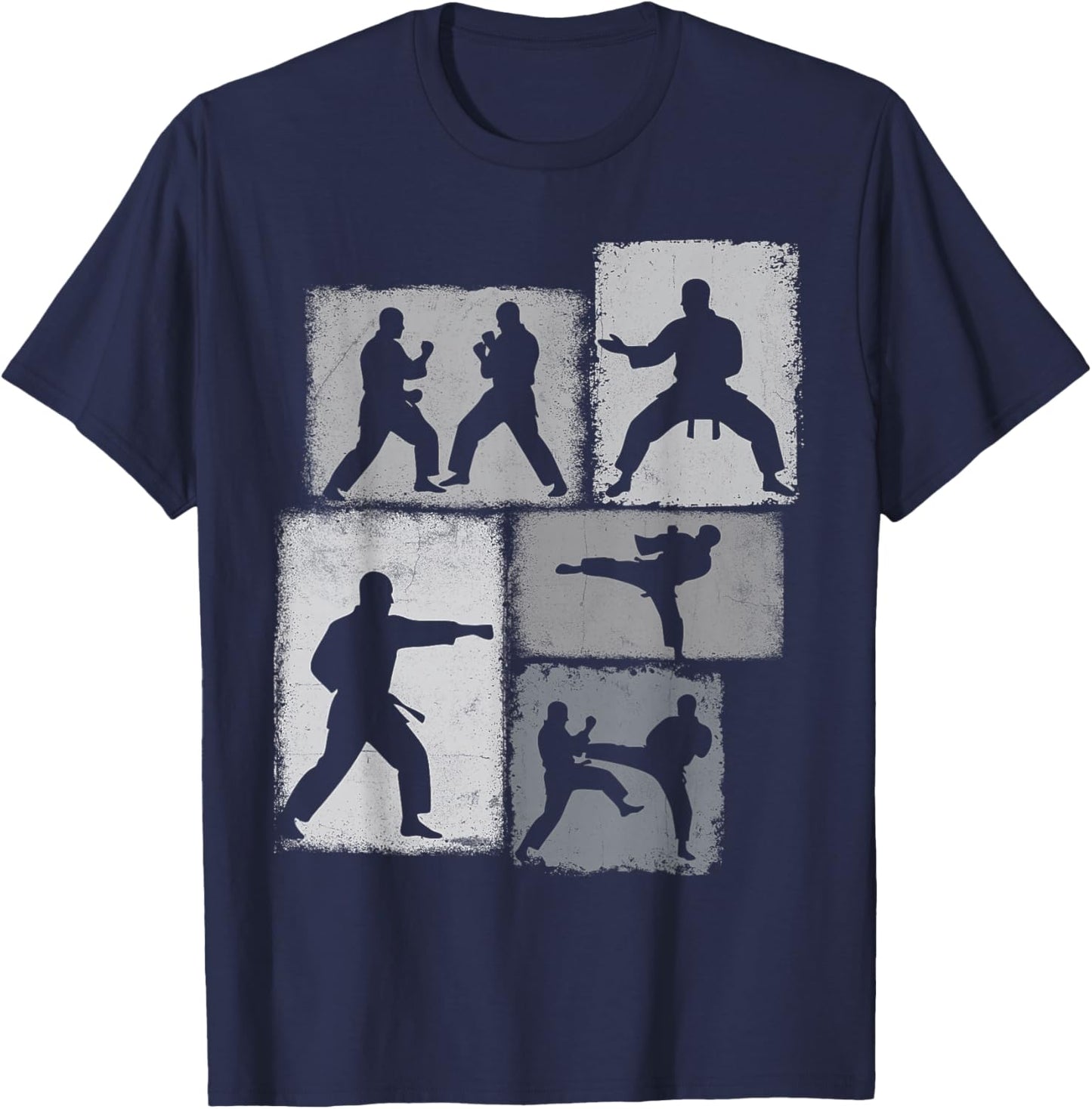 Karate Practitioner Collage Men Kids Sensei Youth Boys T-Shirt - T-Shirt | Navy