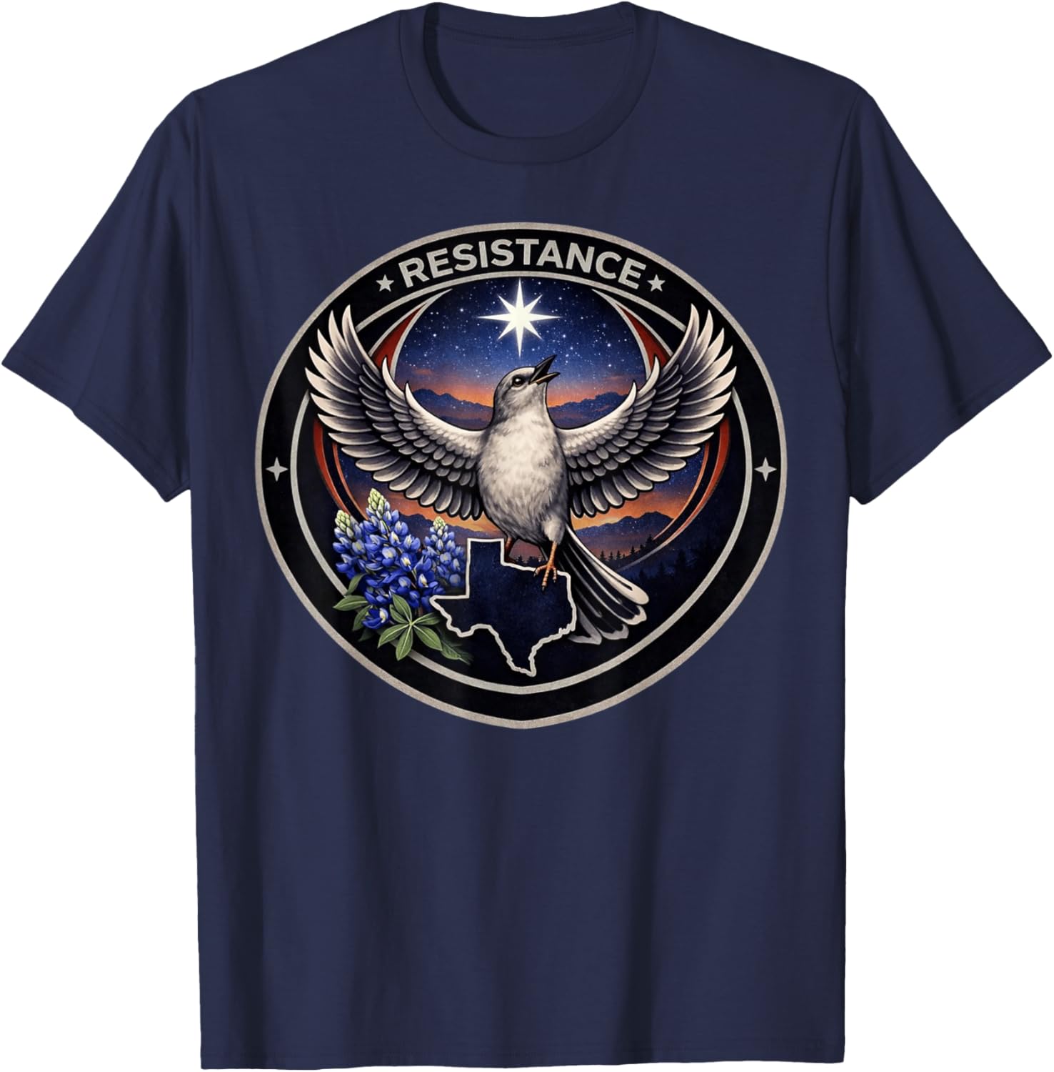 Texas TX Rebel Bird Alliance Resistance No Kings 2026 T-Shirt - T-Shirt | Navy