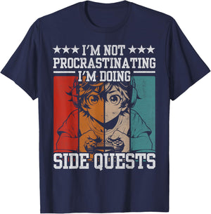 I'm Not Procrastinating I'm Doing Side Quests Funny Gamer T-Shirt - T-Shirt | Navy