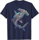 Colorful Hammerhead Shark Abstract Ocean Art Marine Life T-Shirt - T-Shirt | Navy
