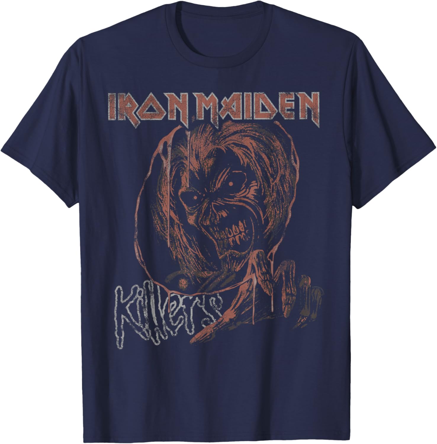 Iron Maiden - Distressed Killers Oval T-Shirt - T-Shirt | Navy