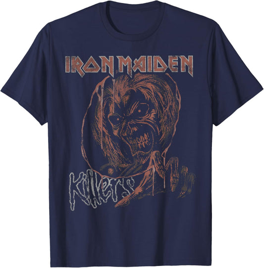 Iron Maiden - Distressed Killers Oval T-Shirt - T-Shirt | Navy