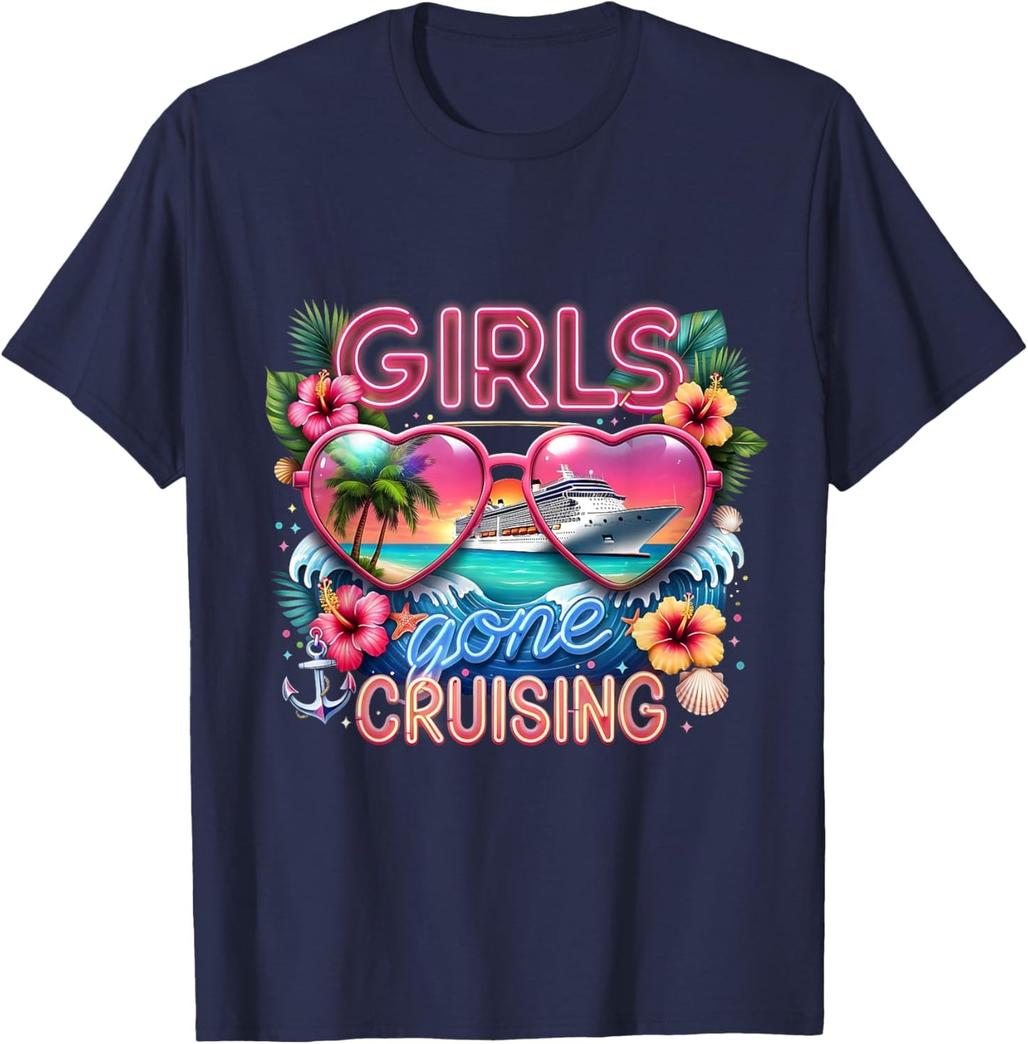 Girls Gone Cruising 2026 Tropical Trip T-Shirt - T-Shirt | Navy