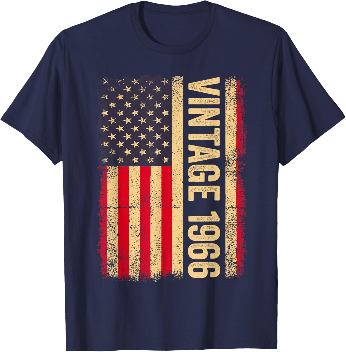 Vintage 1966 60th Birthday US Flag Retro 60 Years Old T-Shirt - T-Shirt | Navy