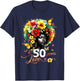 Black Afro Queen 50 Years Love 50th Birthday Butterfly Gift T-Shirt - T-Shirt | Navy