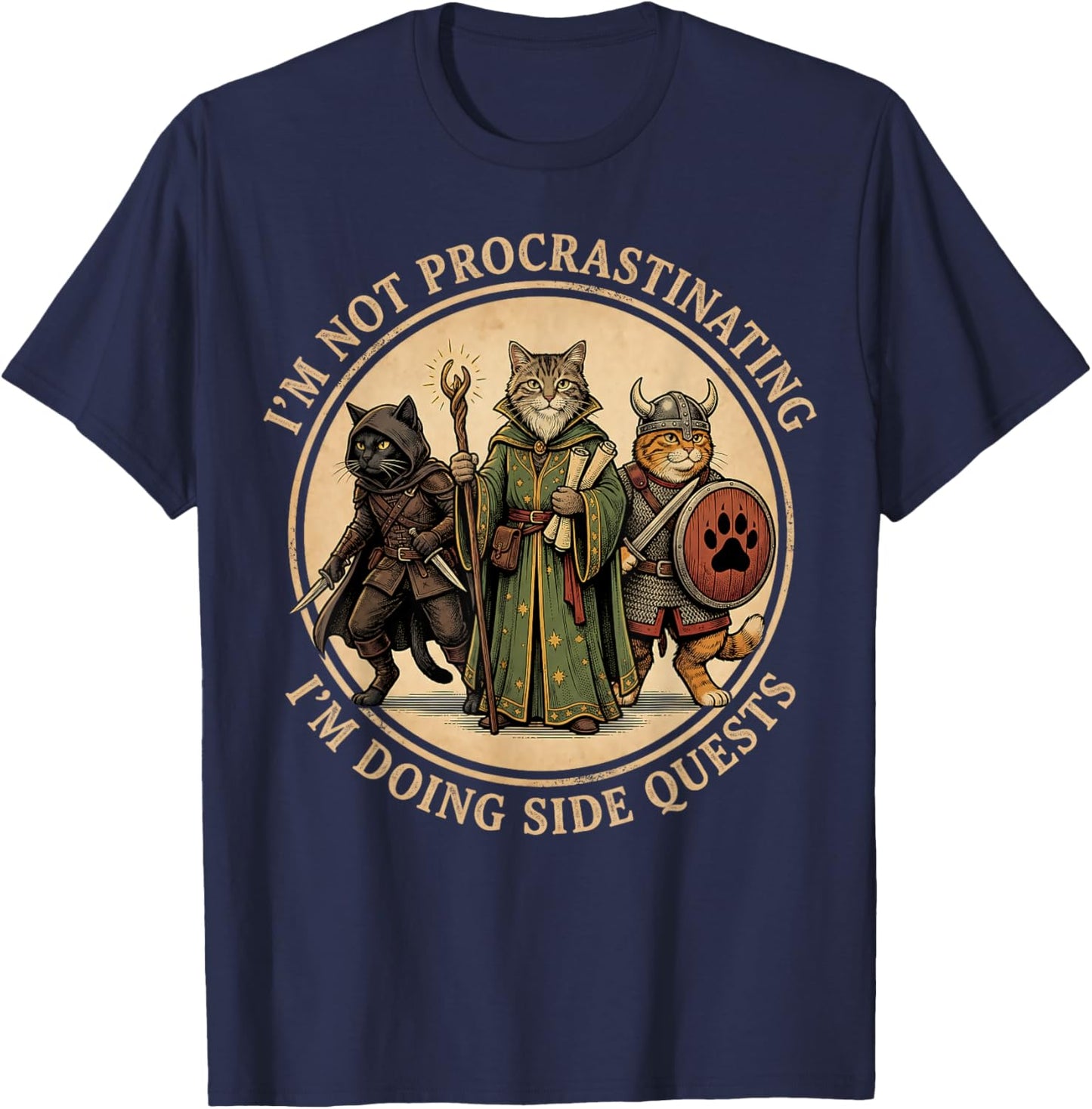 RPG Gamer I'm Not Procrastinating Side Quests Video Game T-Shirt - T-Shirt | Navy