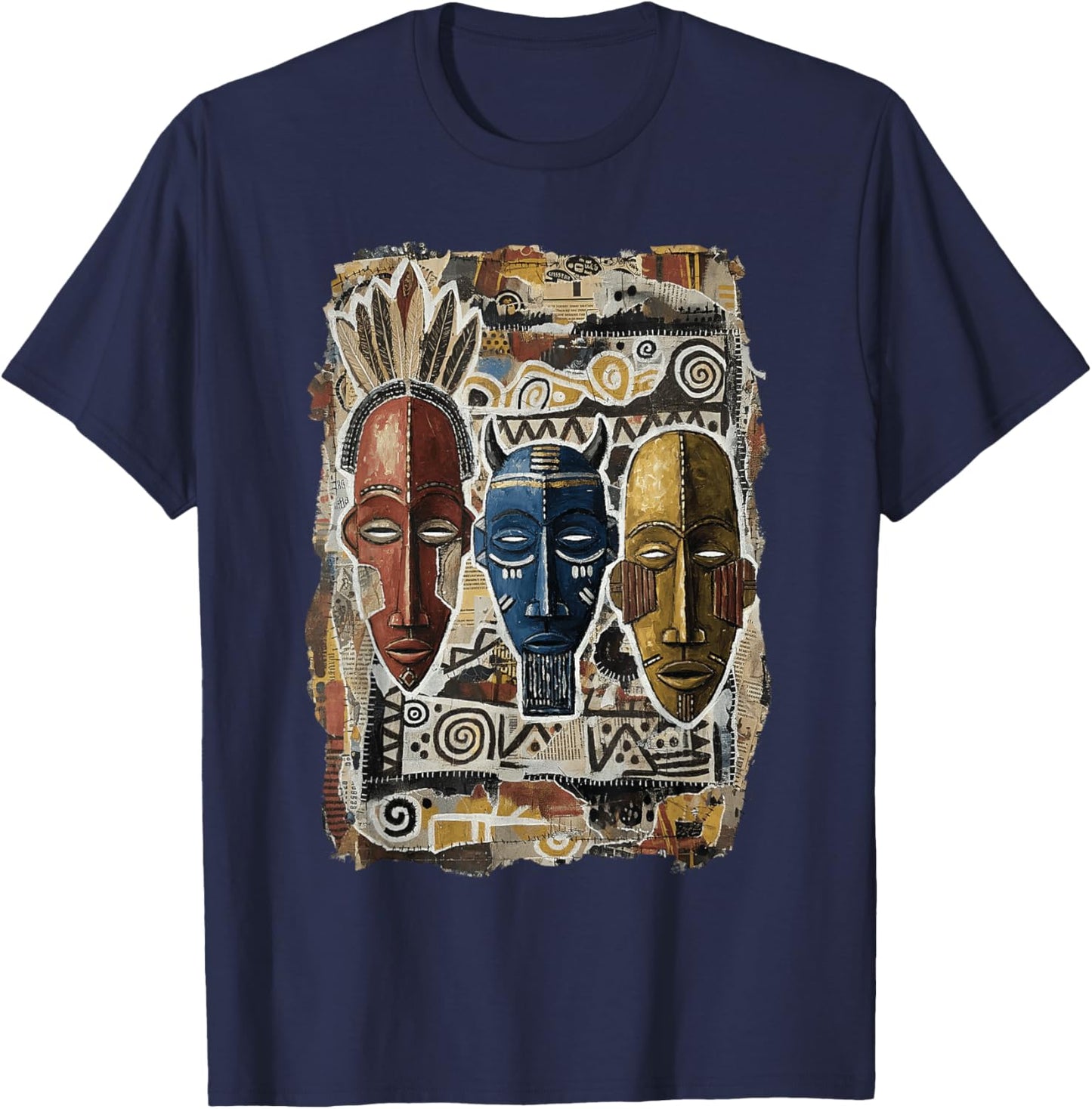 Cool African American Tribal mask Art Black History Month T-Shirt - T-Shirt | Navy