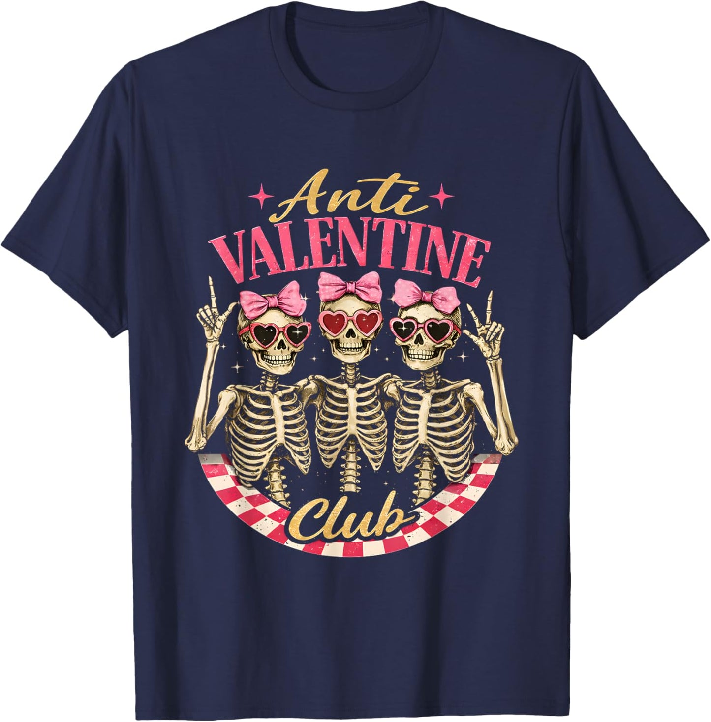 Funny Valentine's Day Friends Anti Valentine Club T-Shirt - T-Shirt | Navy