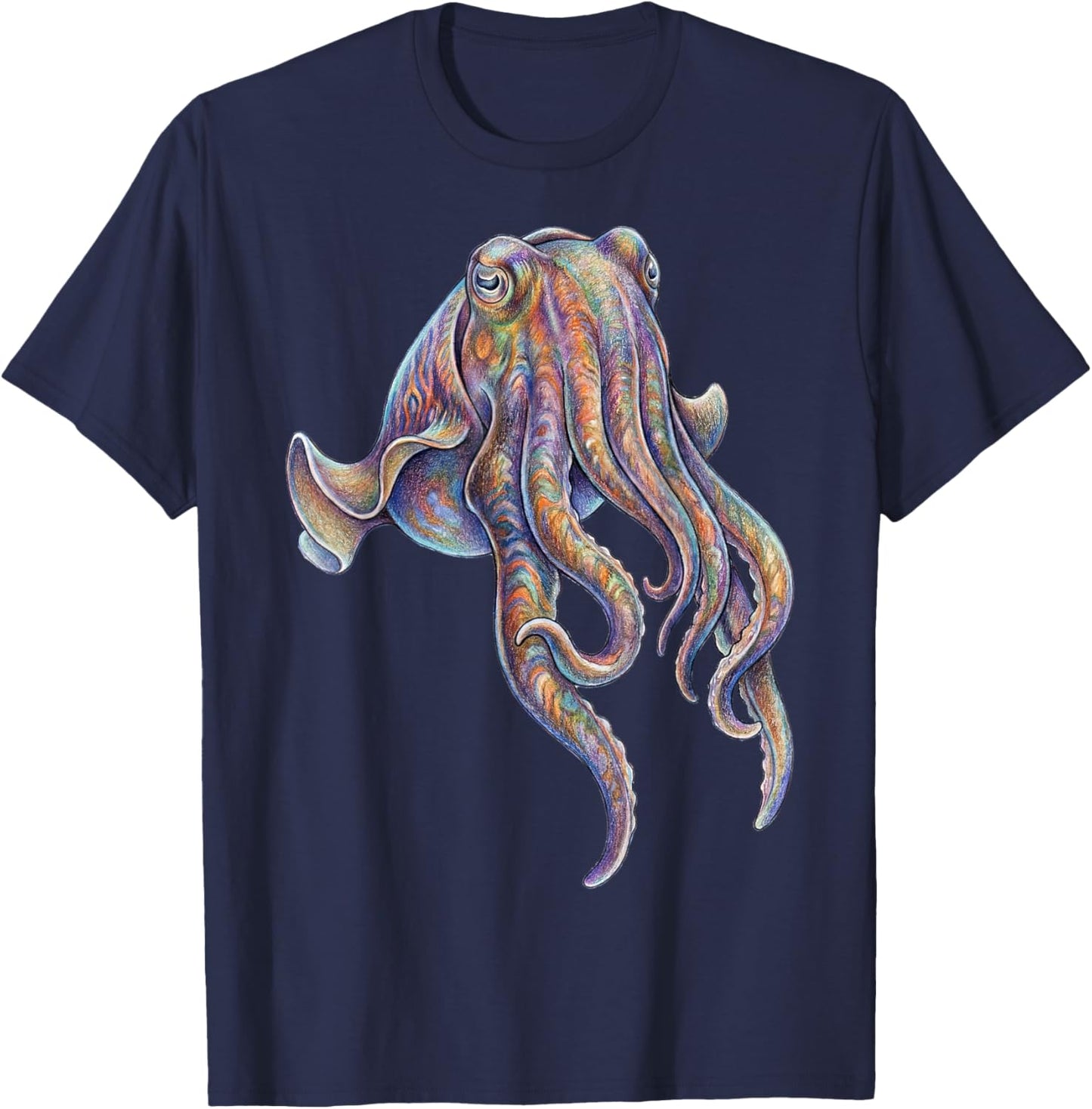 Cuttlefish Abstract Ocean Art Marine Life Colorful T-Shirt - T-Shirt | Navy