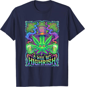 A Wee Bit Highrish Funny Weed Marijuana St Patrick's Day T-Shirt - T-Shirt | Navy