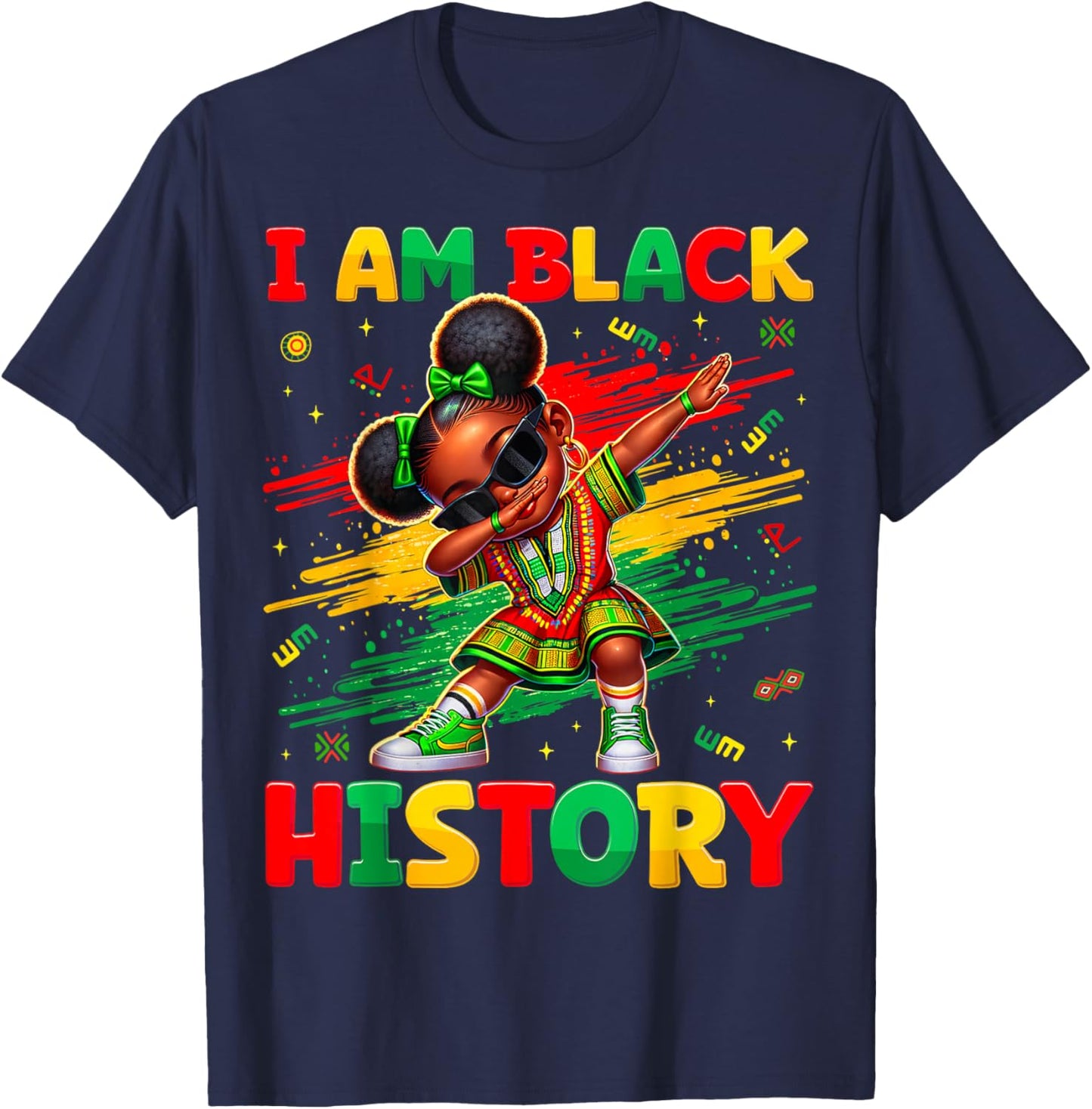 I Am Black History Month Dabbing Girl African Kid Toddler T-Shirt - T-Shirt | Navy