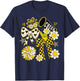 Coquette Bow Football Gold Black Game Cheer Mom Touchdown T-Shirt - T-Shirt | Navy