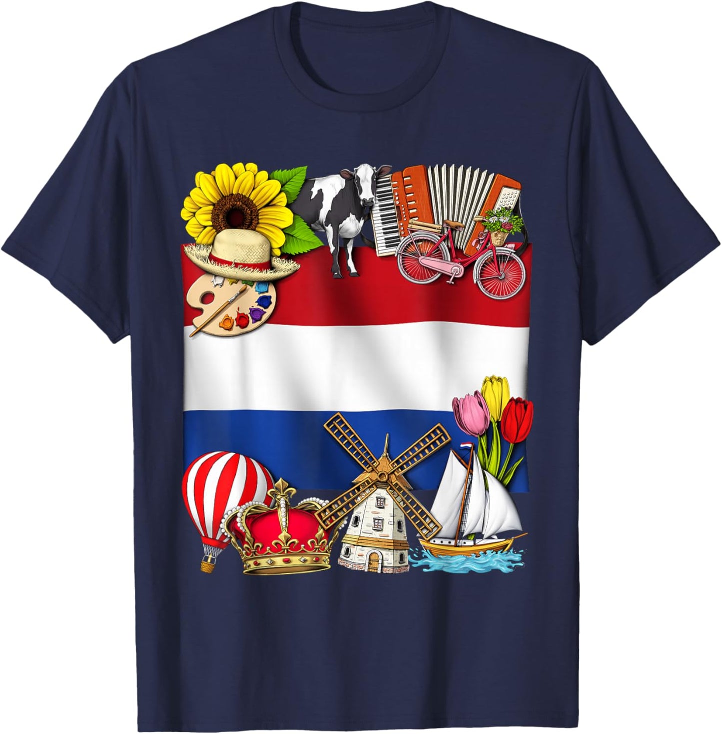 Netherlands Flag Dutch Heritage Holland Proud Dutch T-Shirt - T-Shirt | Navy