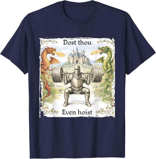 Dost Thou Even Hoist Medieval Gym Retro T-Shirt - T-Shirt | Navy
