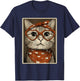 Cute Tabby Cat with Hearts Glasses Valentines Kitty Coquette T-Shirt - T-Shirt | Navy