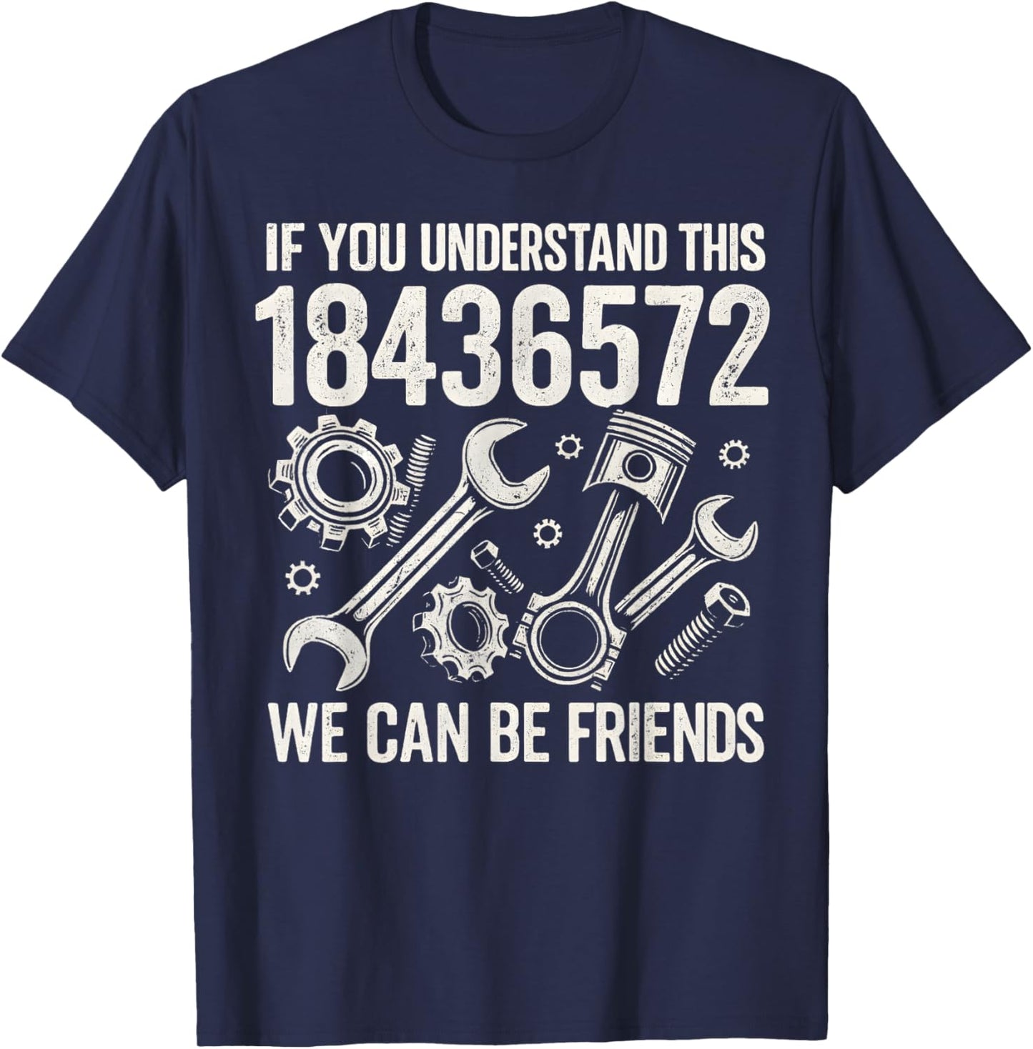 Retro 18436572 Engine Firing Order Funny Mechanic Men Garage T-Shirt - T-Shirt | Navy