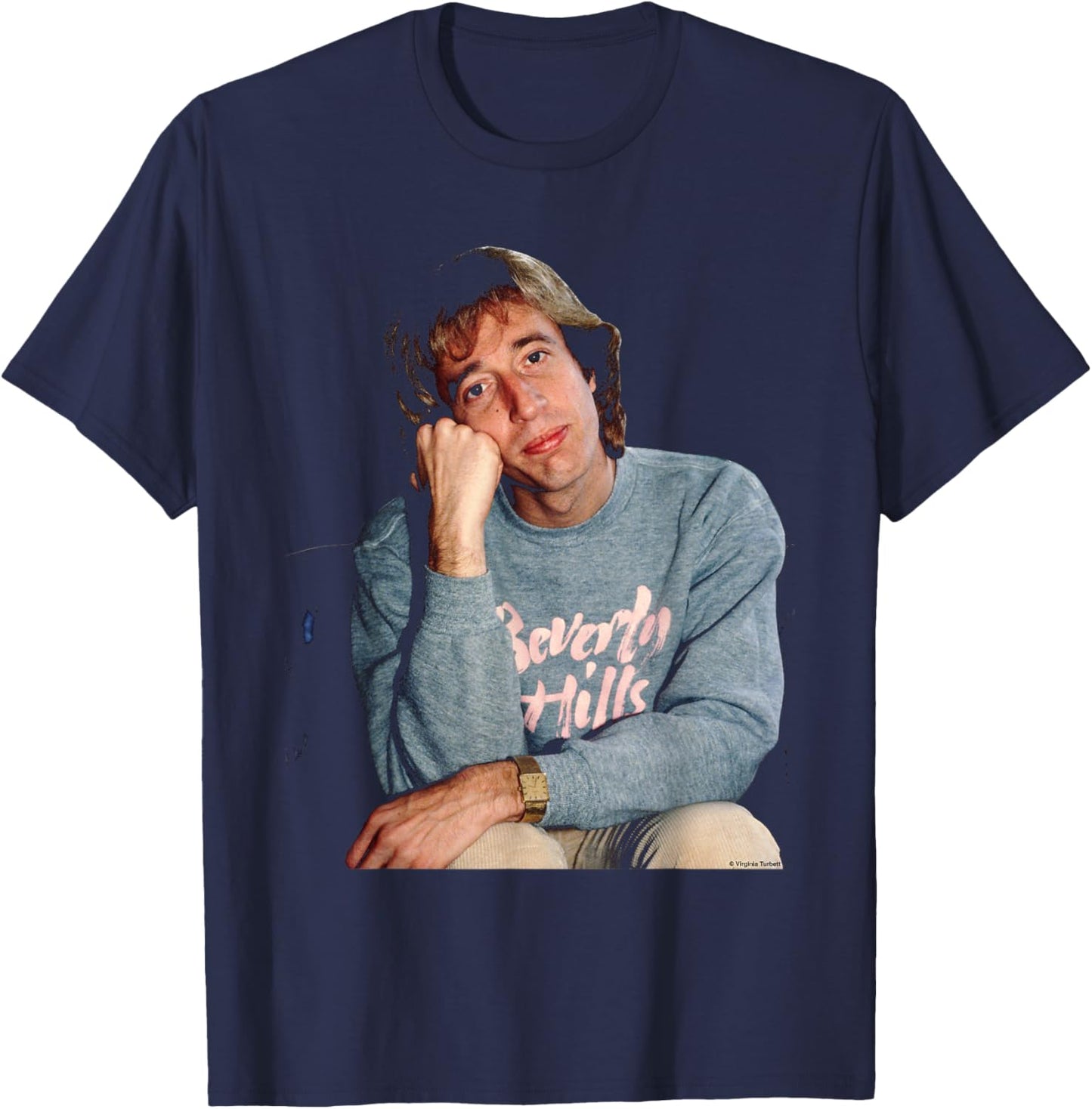 The Bee Gees Robin Gibb by Virginia Turbett T-Shirt - T-Shirt | Navy