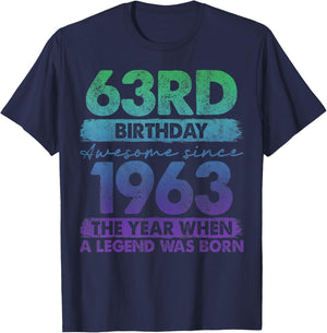 63 Year Old Gifts Vintage 1963 Limited Edition 63rd Birthday T-Shirt - T-Shirt | Navy