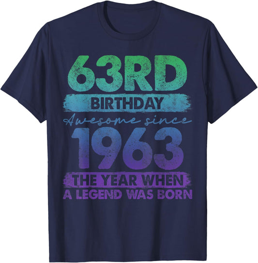 63 Year Old Gifts Vintage 1963 Limited Edition 63rd Birthday T-Shirt - T-Shirt | Navy