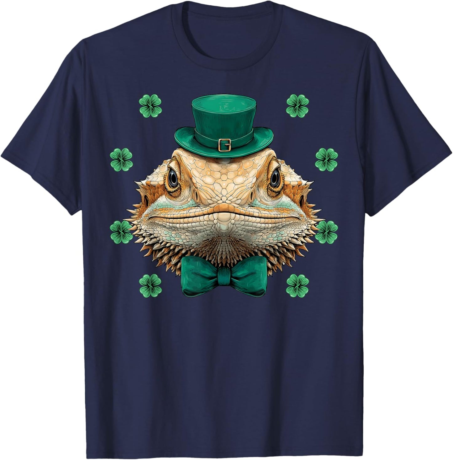 Bearded Dragon Lizard St. Patricks Day Pattys Day Irish Luck T-Shirt - T-Shirt | Navy
