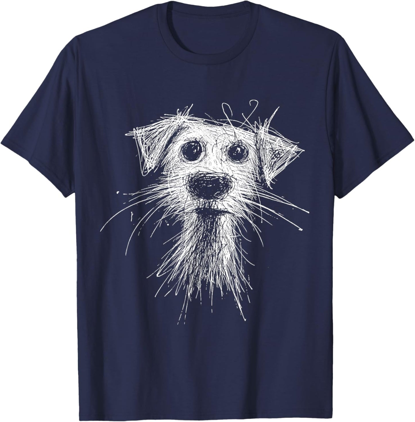 Abstract Scribble Puppy Drawing for Dog Lovers T-Shirt - T-Shirt | Navy