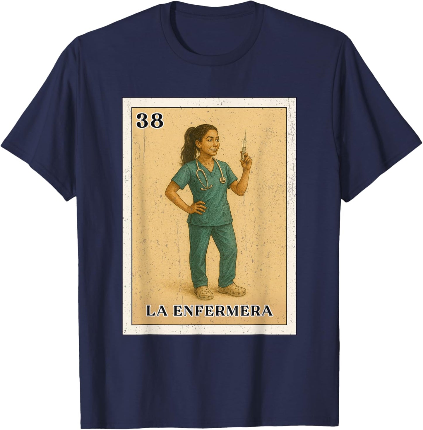 LA ENFERMERA Mexican Bingo Version T-Shirt - T-Shirt | Navy
