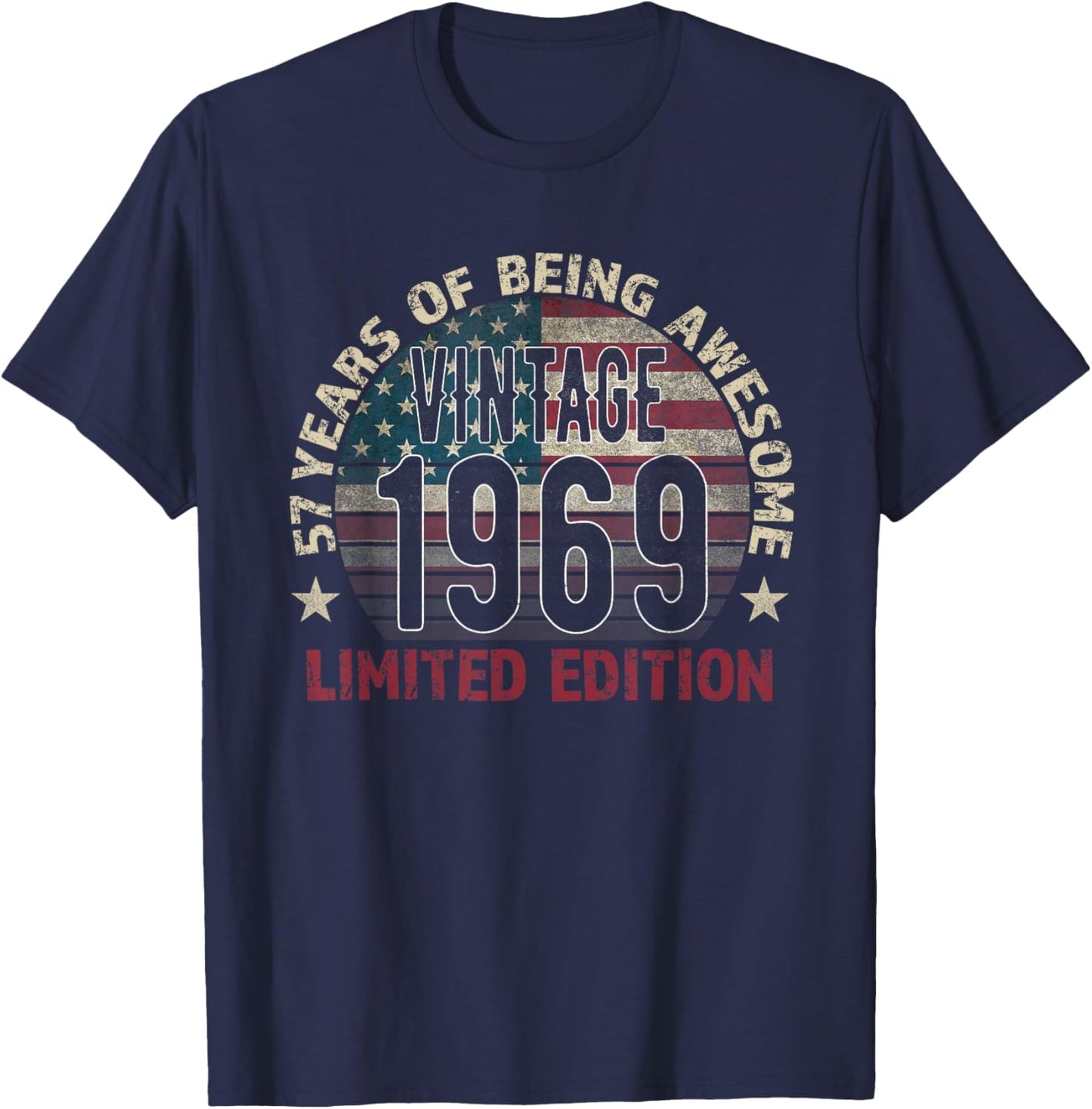 57th Birthday Gift Men Vintage Born 1969 Turning 57 Year Old T-Shirt - T-Shirt | Navy