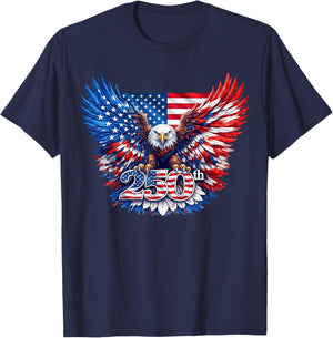 250 Years American 250th Anniversary US USA Flag 4th of July T-Shirt - T-Shirt | Navy