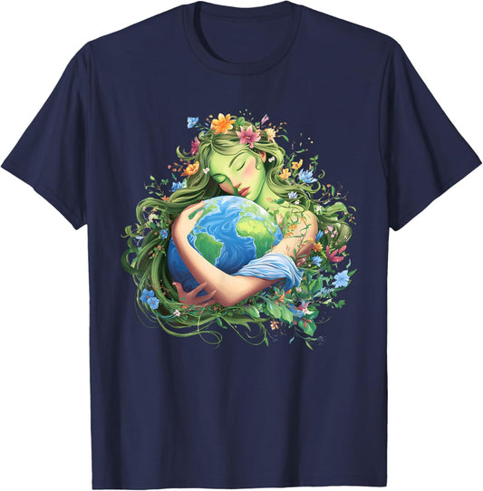Earth Day 2026 Green Mother Nature Planet Women Girls T-Shirt - T-Shirt | Navy