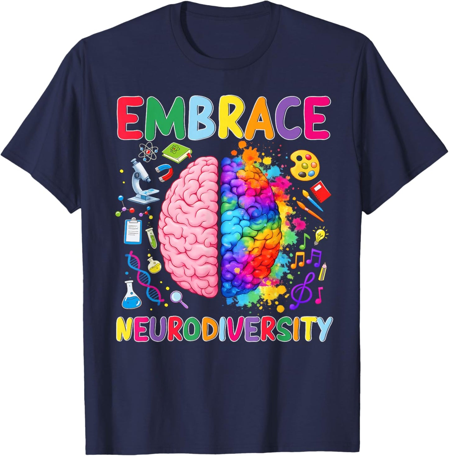 Embrace Neurodiversity ASD Autism Awareness Men Women Kid T-Shirt - T-Shirt | Navy