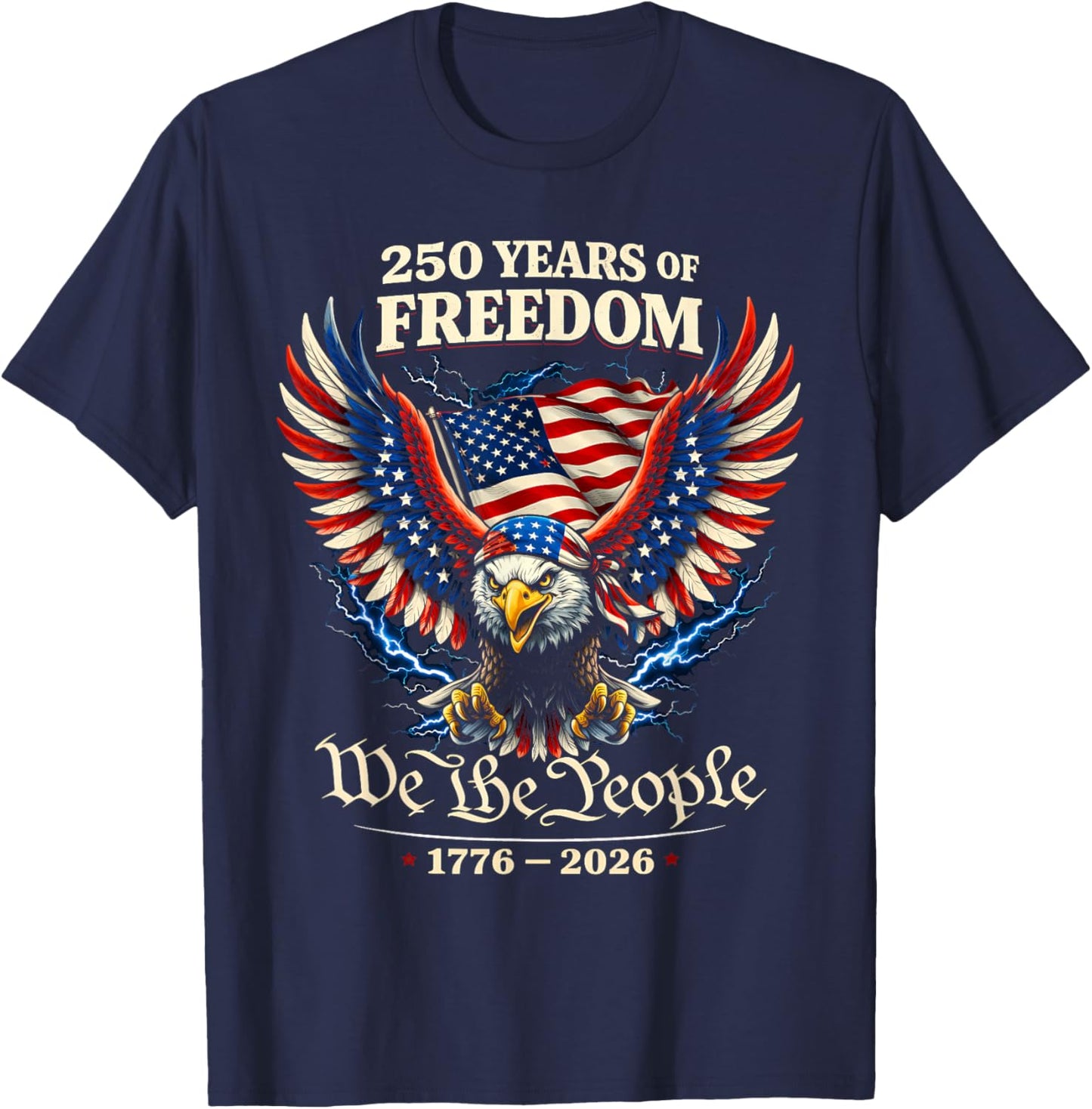 250 Years American 1776 2026 250th USA Years Patriotic USA T-Shirt - T-Shirt | Navy