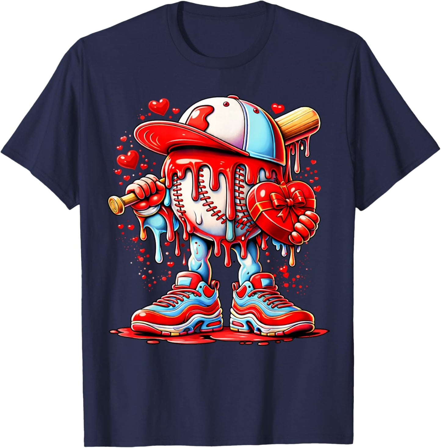 Baseball Drip Icecream Apparel Youth Boy Valentine T-Shirt - T-Shirt | Navy