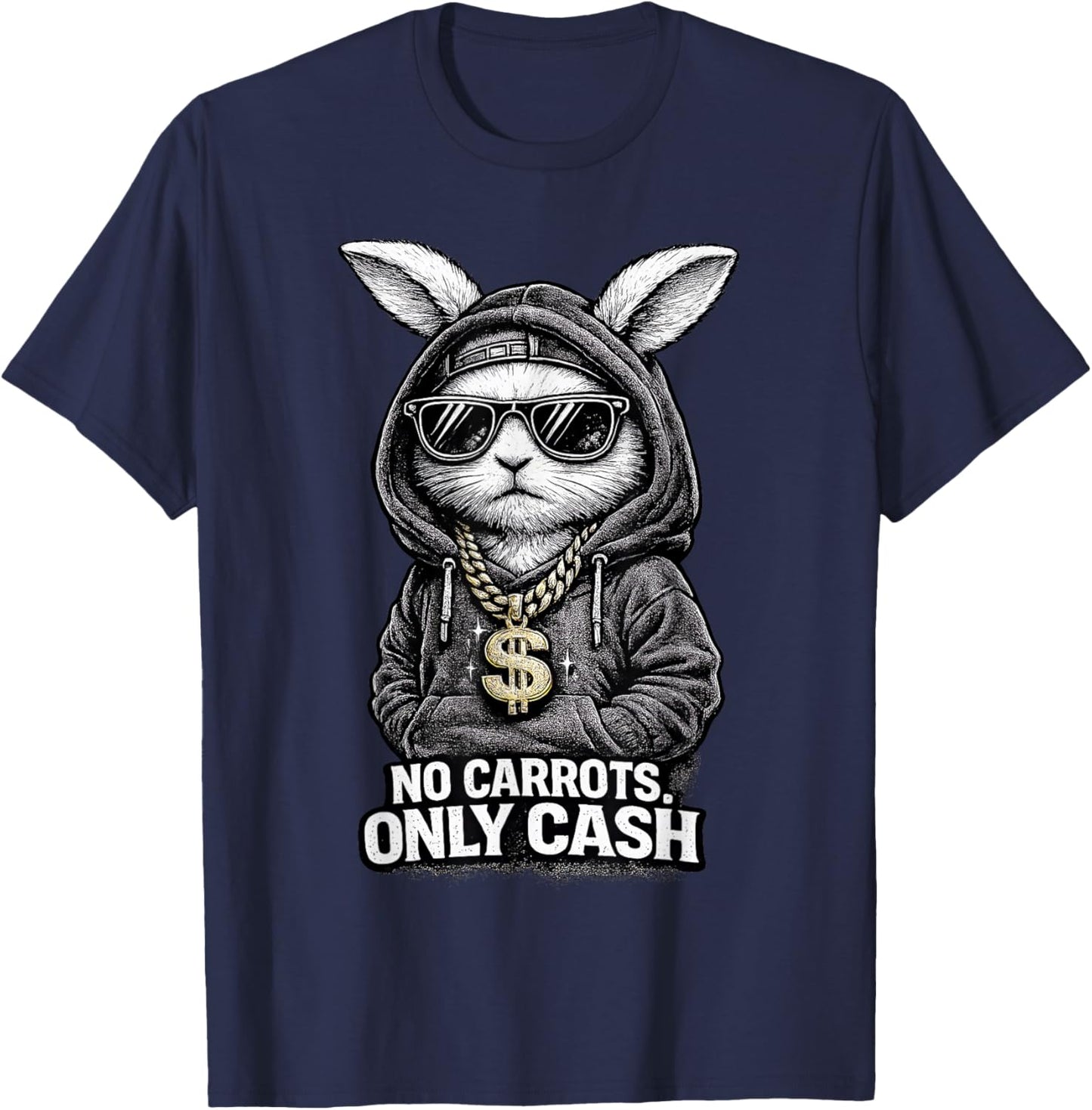Funny Easter Bunny Shirt Streetwear Hip Hop Rabbit T-Shirt - T-Shirt | Navy