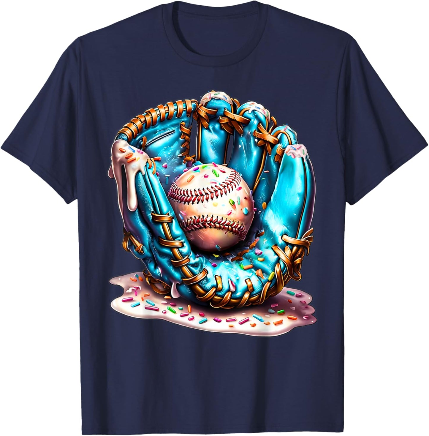 Baseball Glove ice Cream Sprinkles Youth Kids Boys Baseball T-Shirt - T-Shirt | Navy