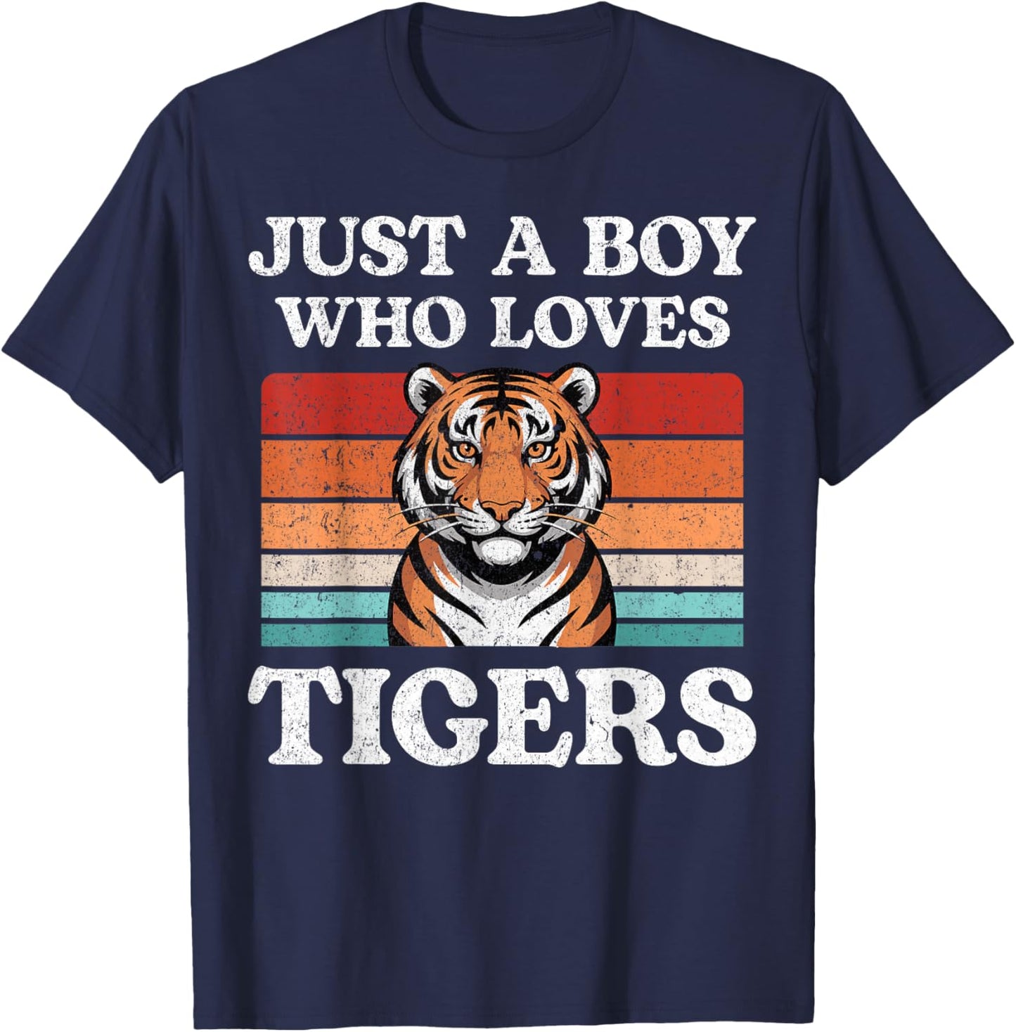 Just A Boy Who Loves Tigers Big Cat Lover T-Shirt - T-Shirt | Navy